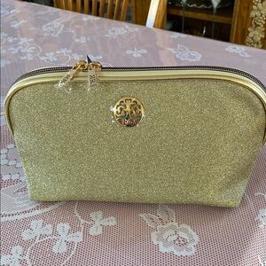 Gold Glitter Cosmetic Bag with Dome Shape